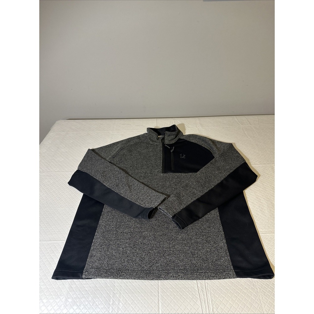 Spyder Men's Gait‎ Knit Pullover Sweater Gray Black Quarter Zip Jacket XXL
